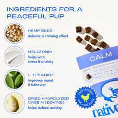 Native Pet Calming Chews chicken formulation, palatable and dog-friendly