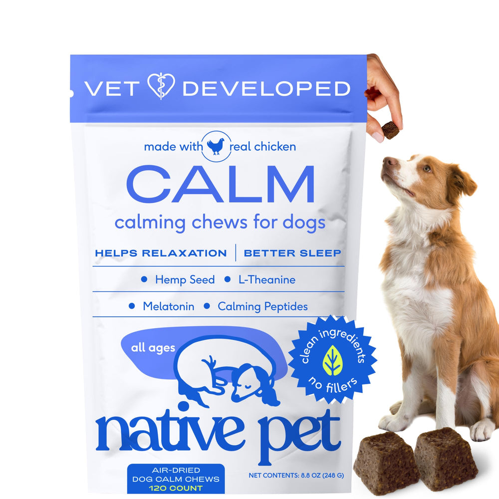 Native Pet Calming Chews XL bottle for anxious dogs, easy daily use