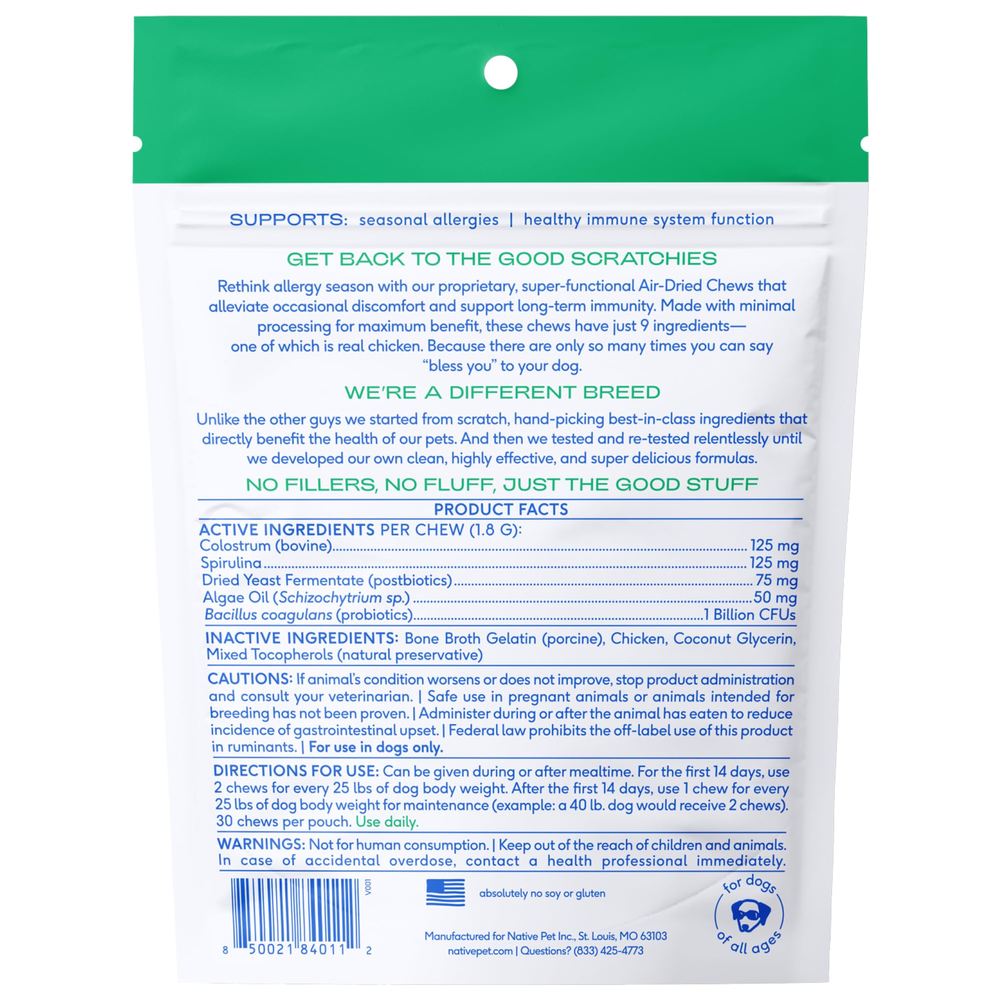 Native Pet Dog Allergy Chews sustainable packaging design