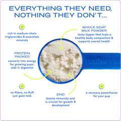 Close-up of Native Pet Goat Milk Powder highlighting whole milk nutrition