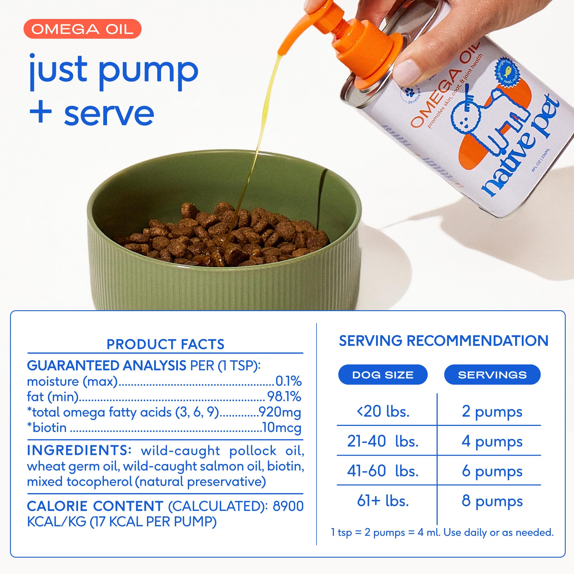 Native Pet powder blends easily into any dog meal for convenience.