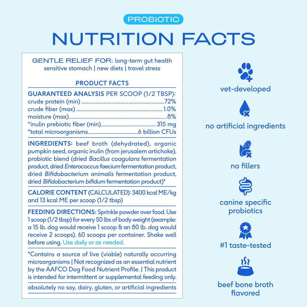 Native Pet Probiotics for Dogs beef bone broth flavor enticing picky eaters