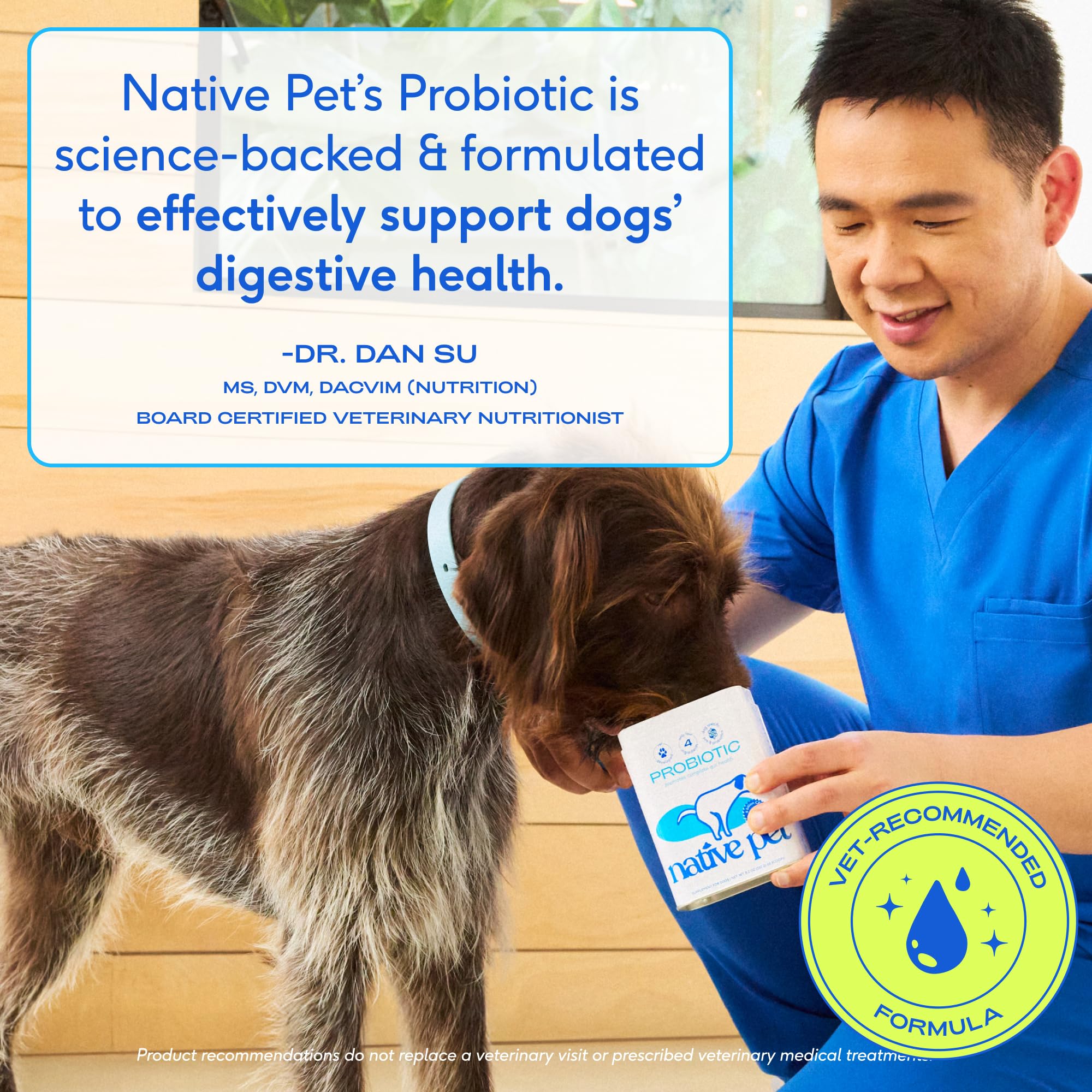 Native Pet Probiotics made-in-usa badge signals quality and safety.