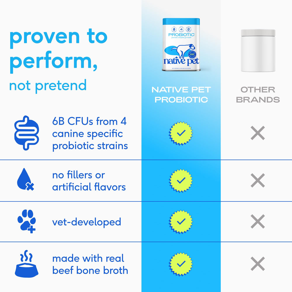 Native Pet Probiotics serving scoop demonstrates convenient daily dosing.