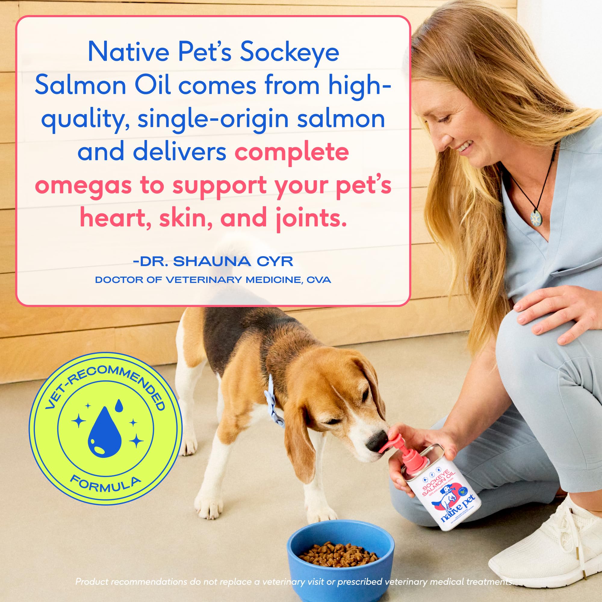 Native Pet Sockeye Salmon Oil on dog meal supports skin health.