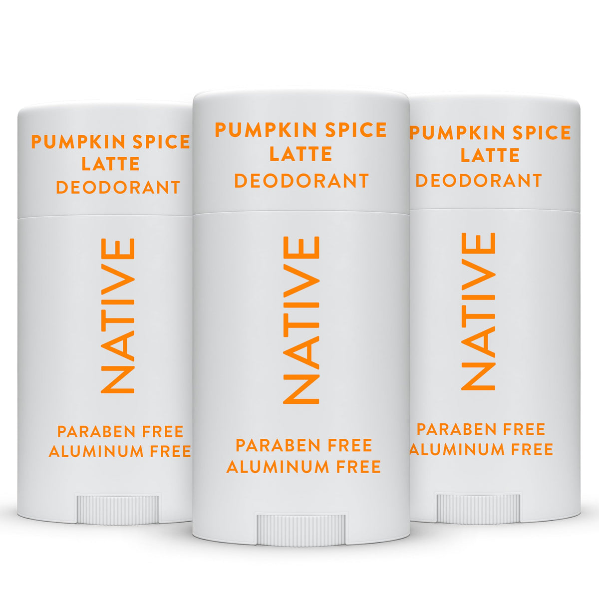Native Pumpkin Spice deodorant bottle offers long-lasting freshness with a cozy fall scent.