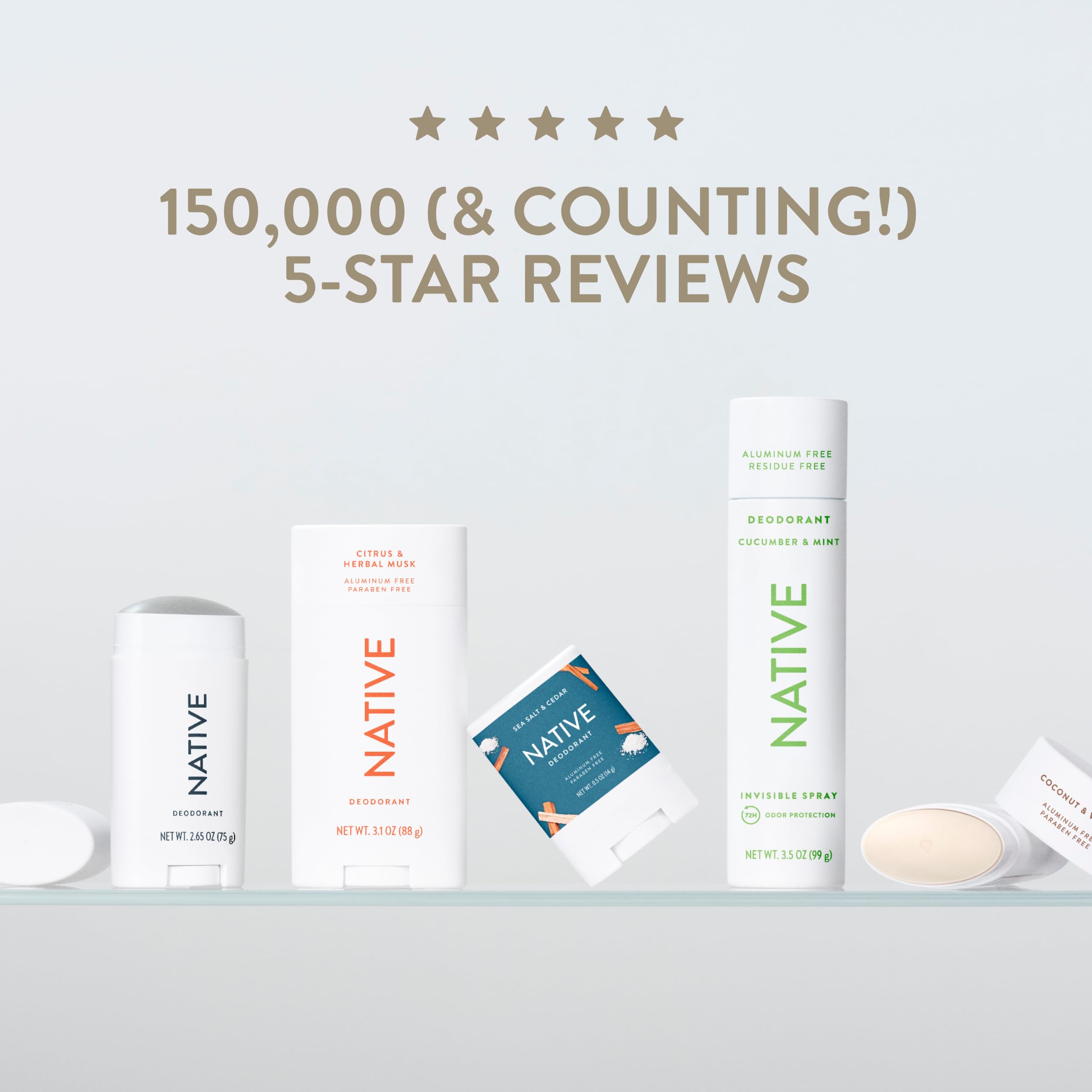 Native bottle cap detail signals premium, clean personal care design.