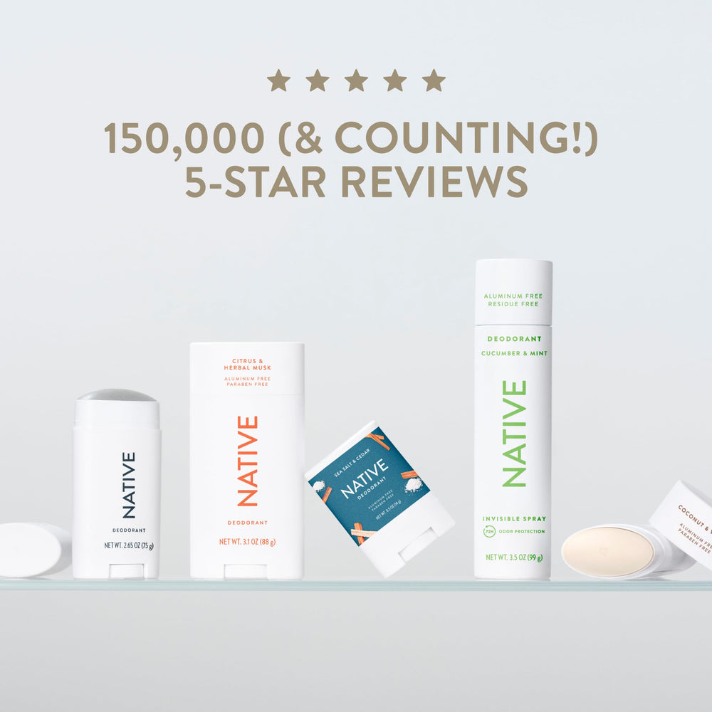 Native bottle cap detail signals premium, clean personal care design.
