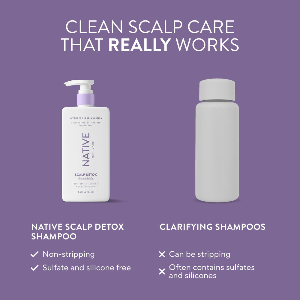 Bathroom scene with Native Scalp Detox Shampoo and Conditioner