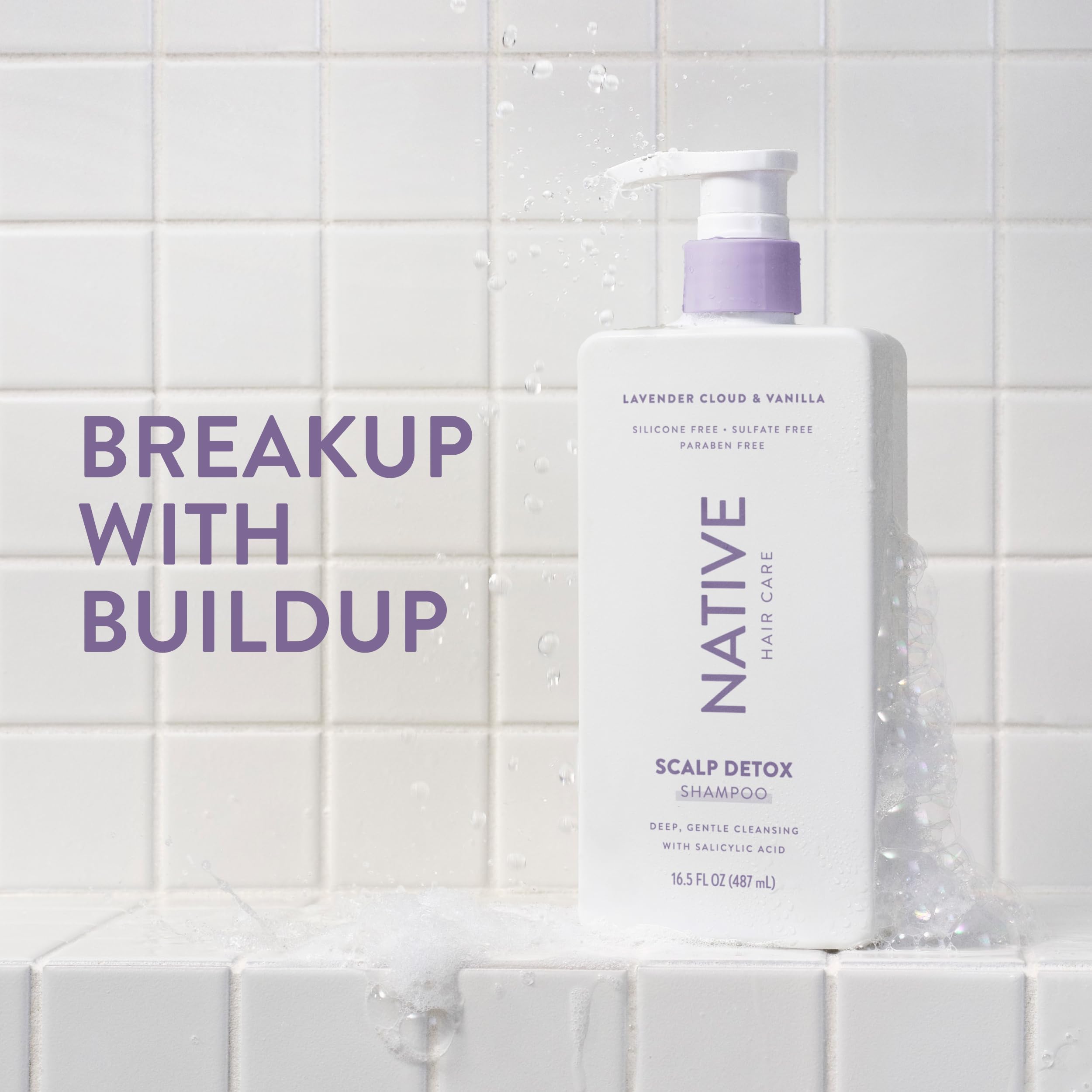 Label close-up shows sulfate-free formula and 11 clean ingredients