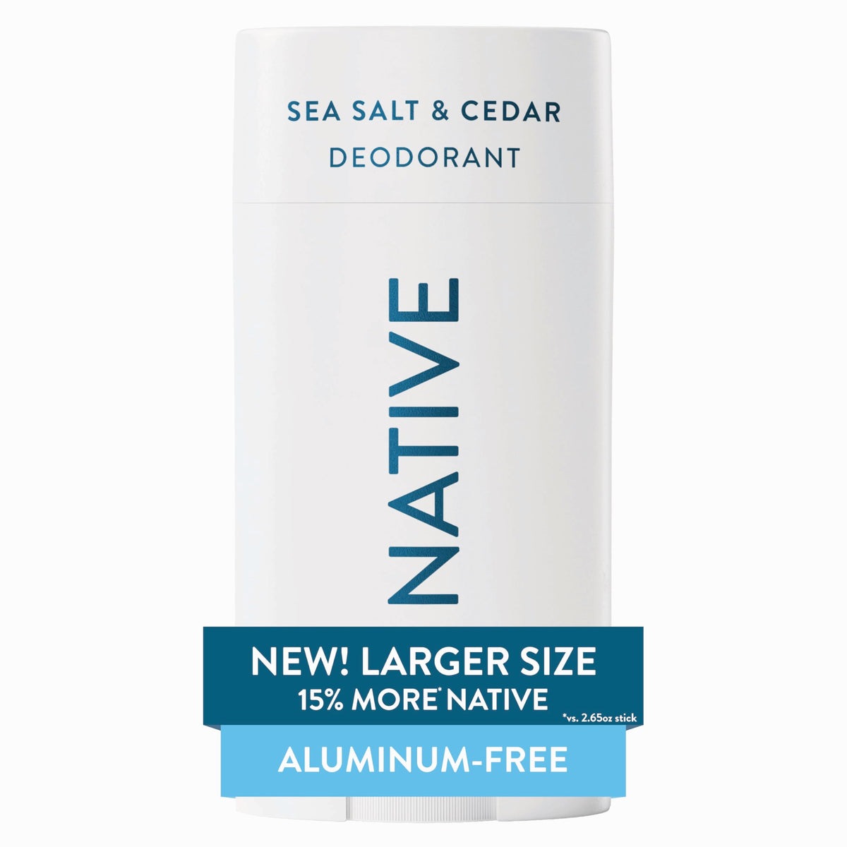Native sea salt cedar deodorant stick delivers all-day freshness.