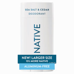 Native sea salt cedar deodorant stick delivers all-day freshness.
