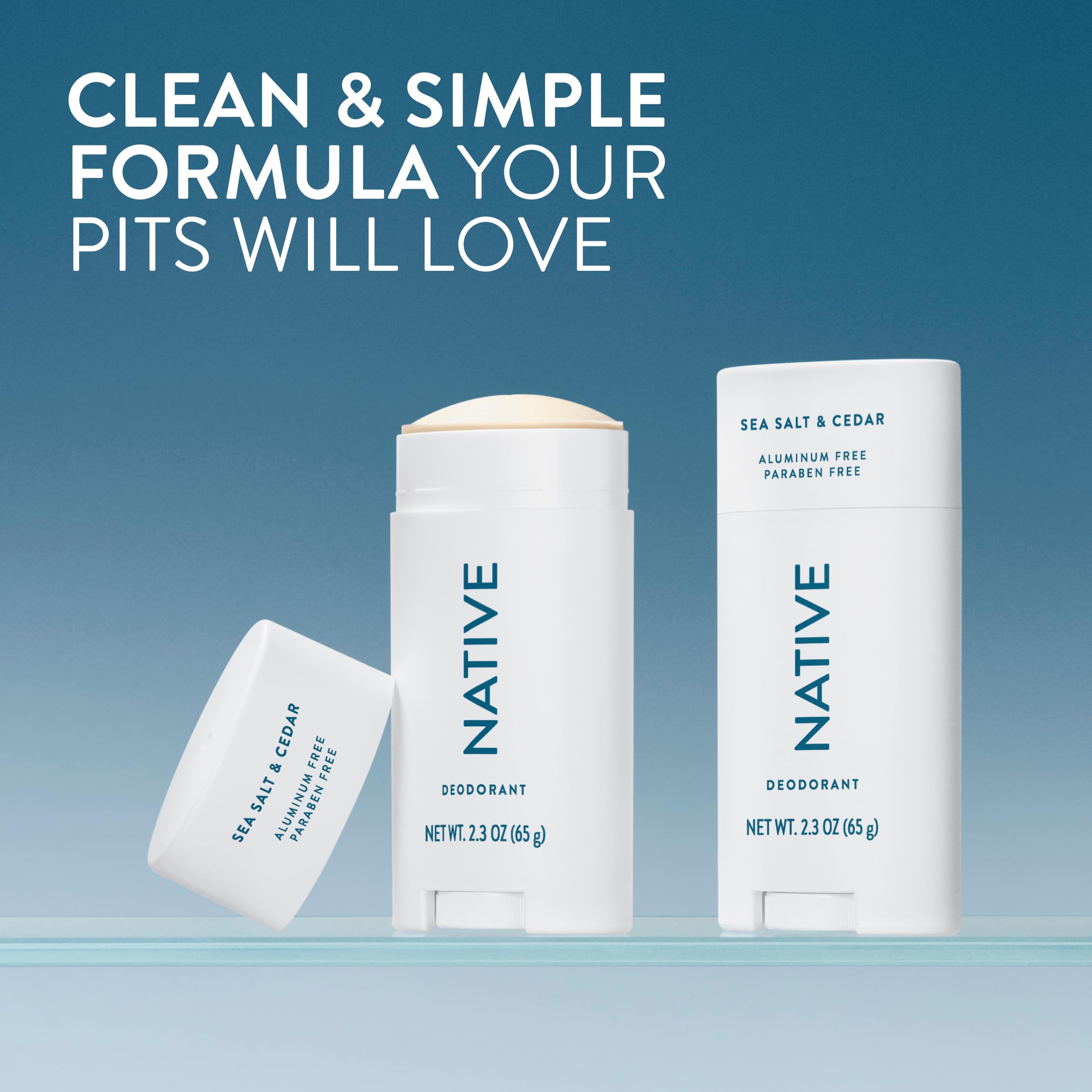 Native Sea Salt & Cedar twin-pack back shows clean vegan formula.