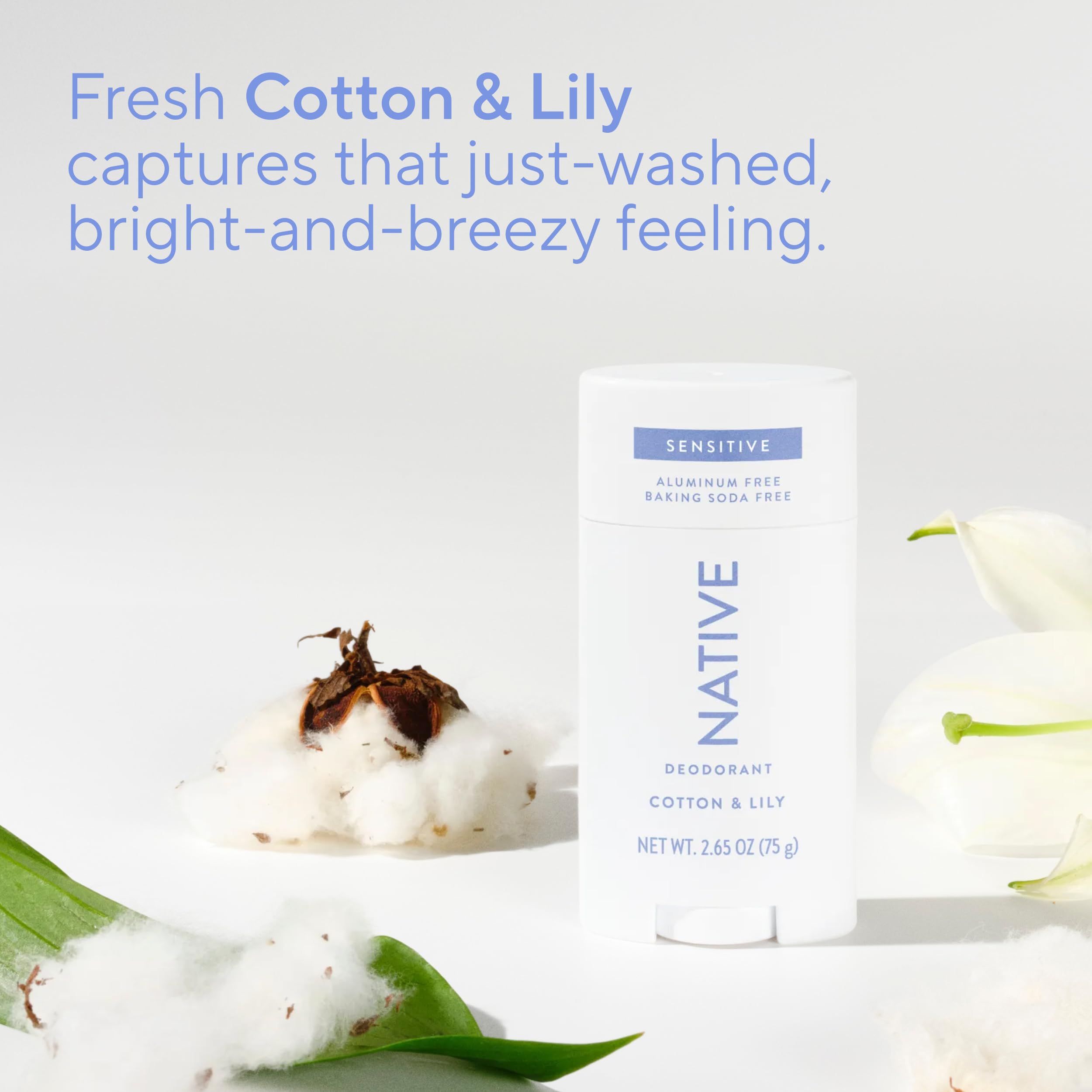 Native Sensitive Deodorant application shot, smooth glide for everyday freshness.