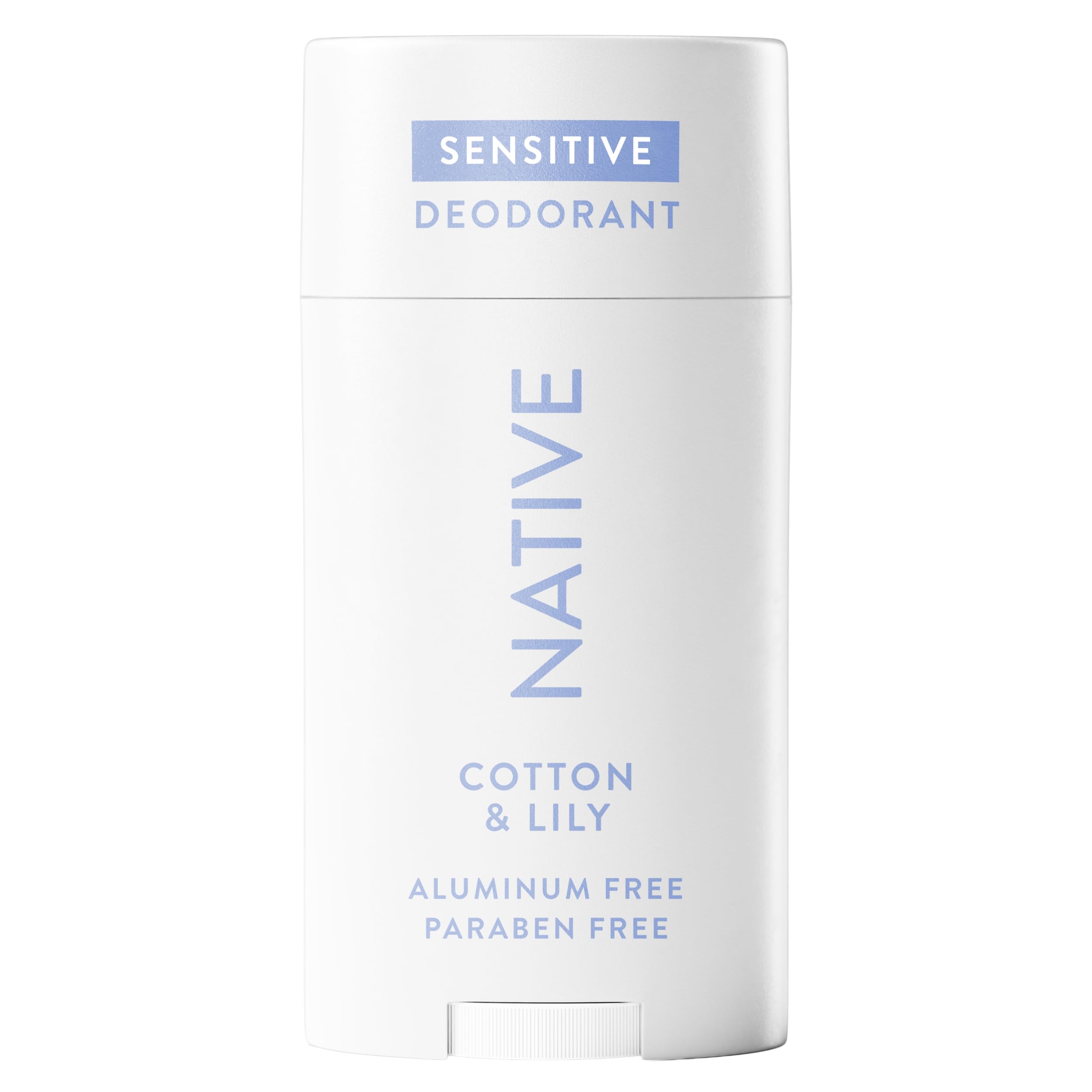 Native Sensitive Deodorant bottle front, highlighting long-lasting odor control.