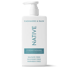 Native Strengthening 2-in-1 bottle on display, promoting gentle cleansing and stronger strands