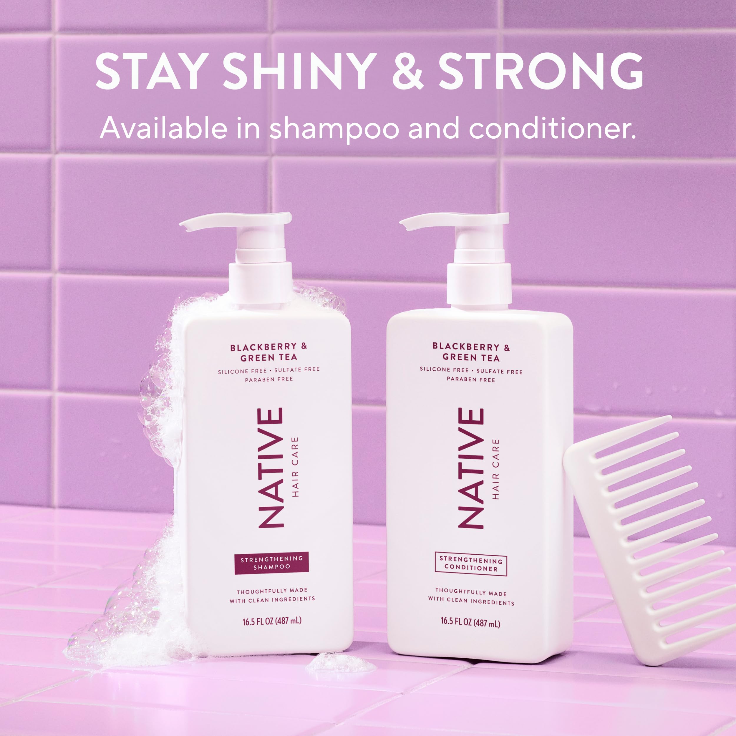 Native Strengthening Shampoo paraben-free icon on packaging