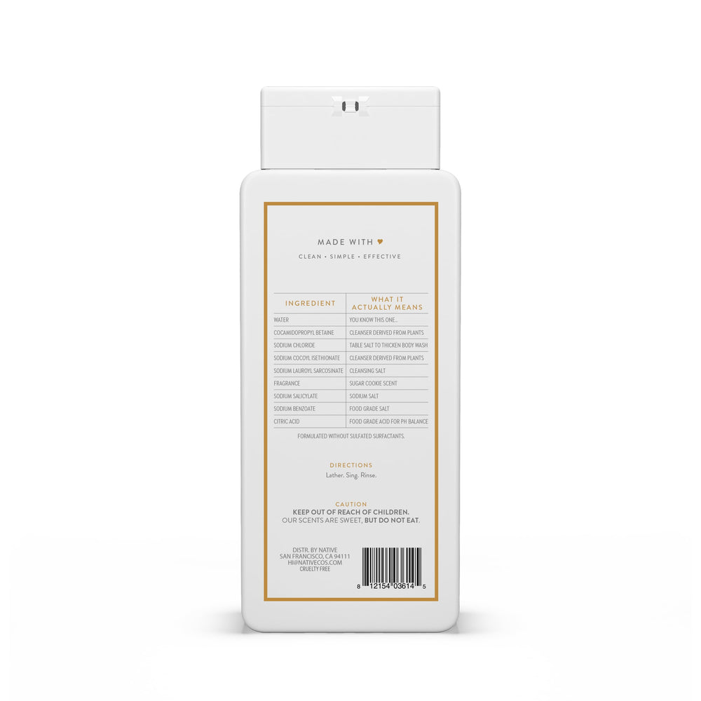 Native Sugar Cookie ingredients list highlights clean formulation.