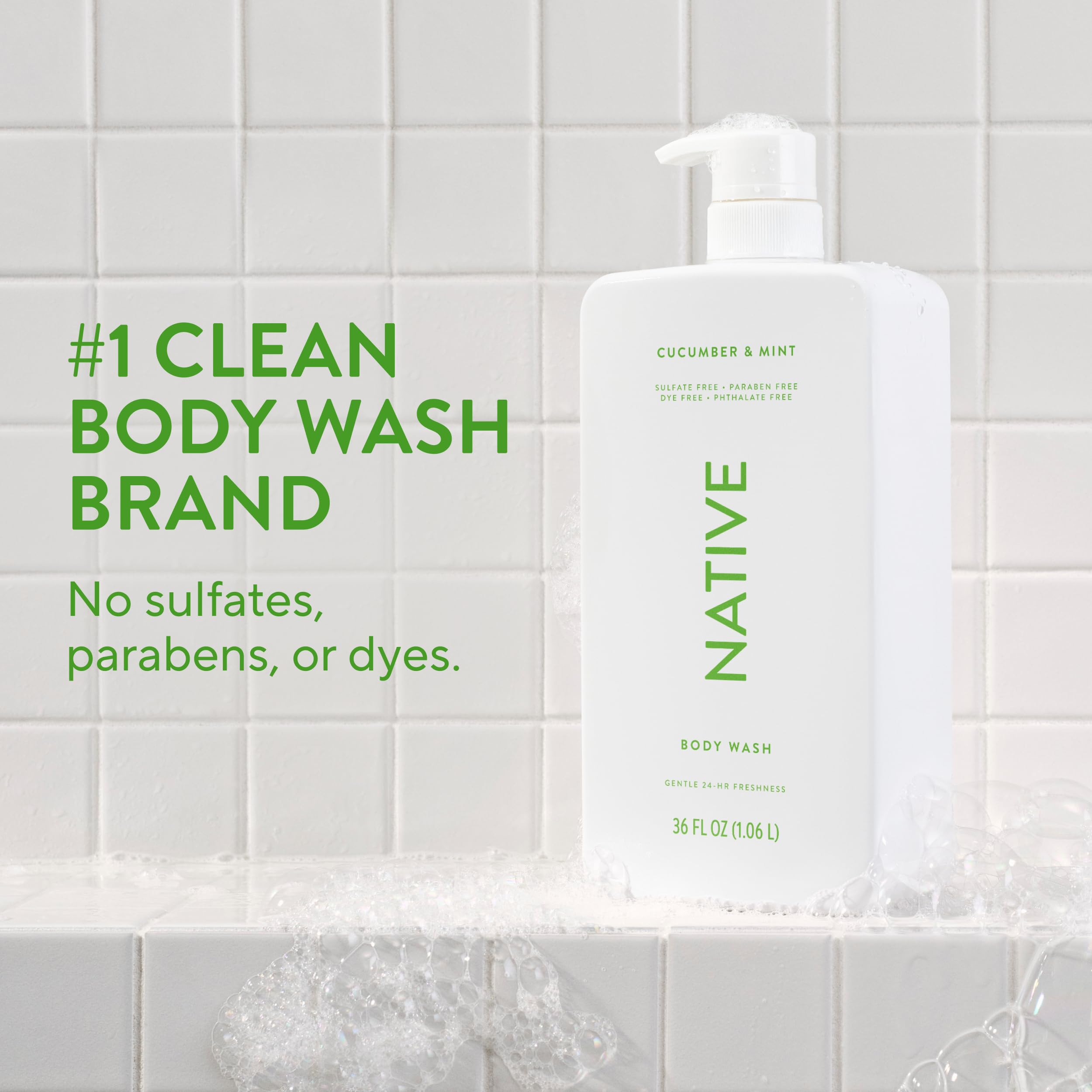 Native sulfate-free body wash creamy lather on skin after wash