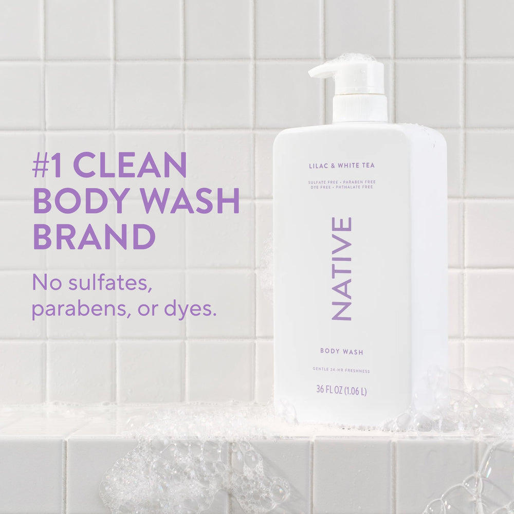 Close-up of Native body wash foam showing rich lather for soft skin.