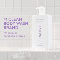 Close-up of Native body wash foam showing rich lather for soft skin.