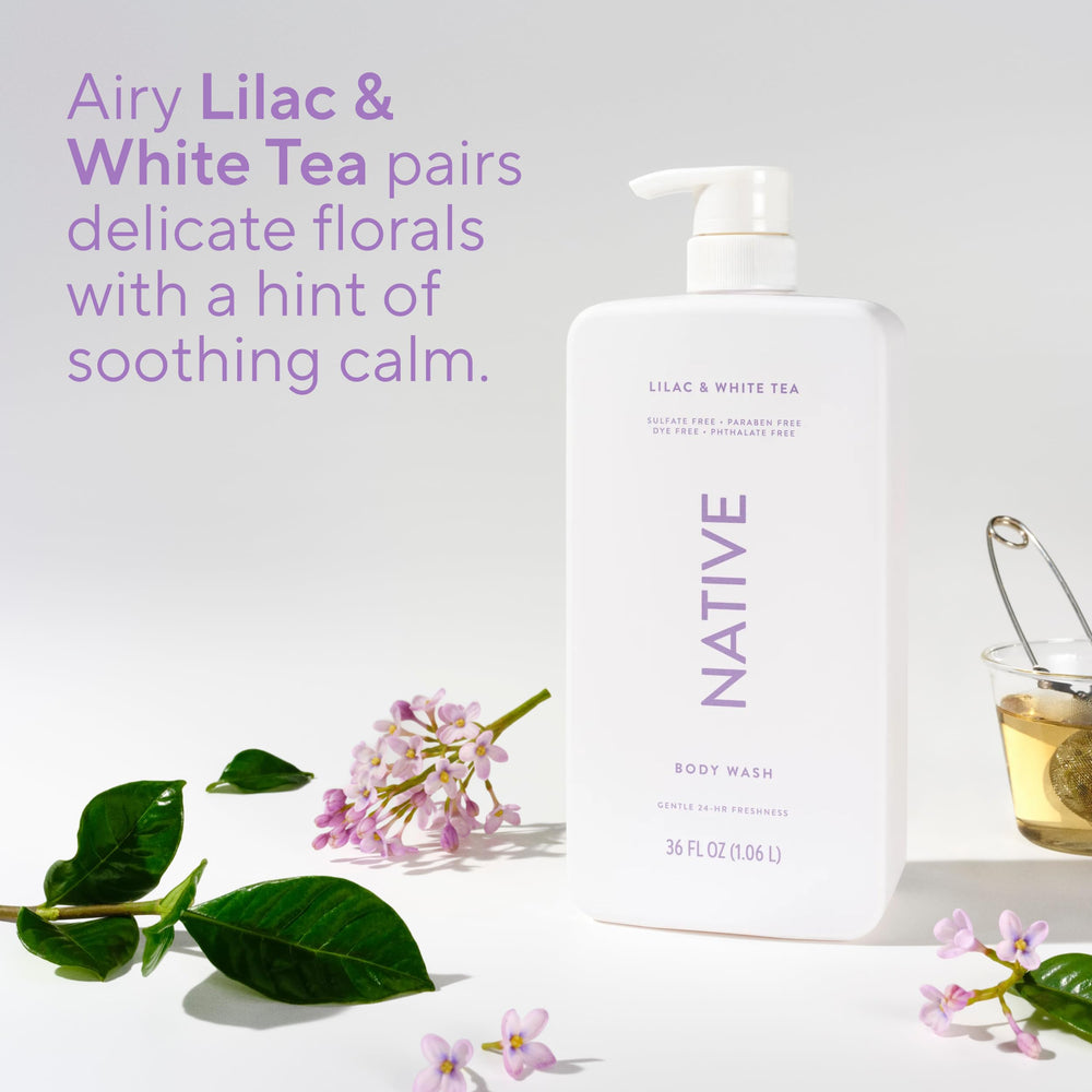 Shower scene featuring Native body wash with steam for a relaxing ritual.