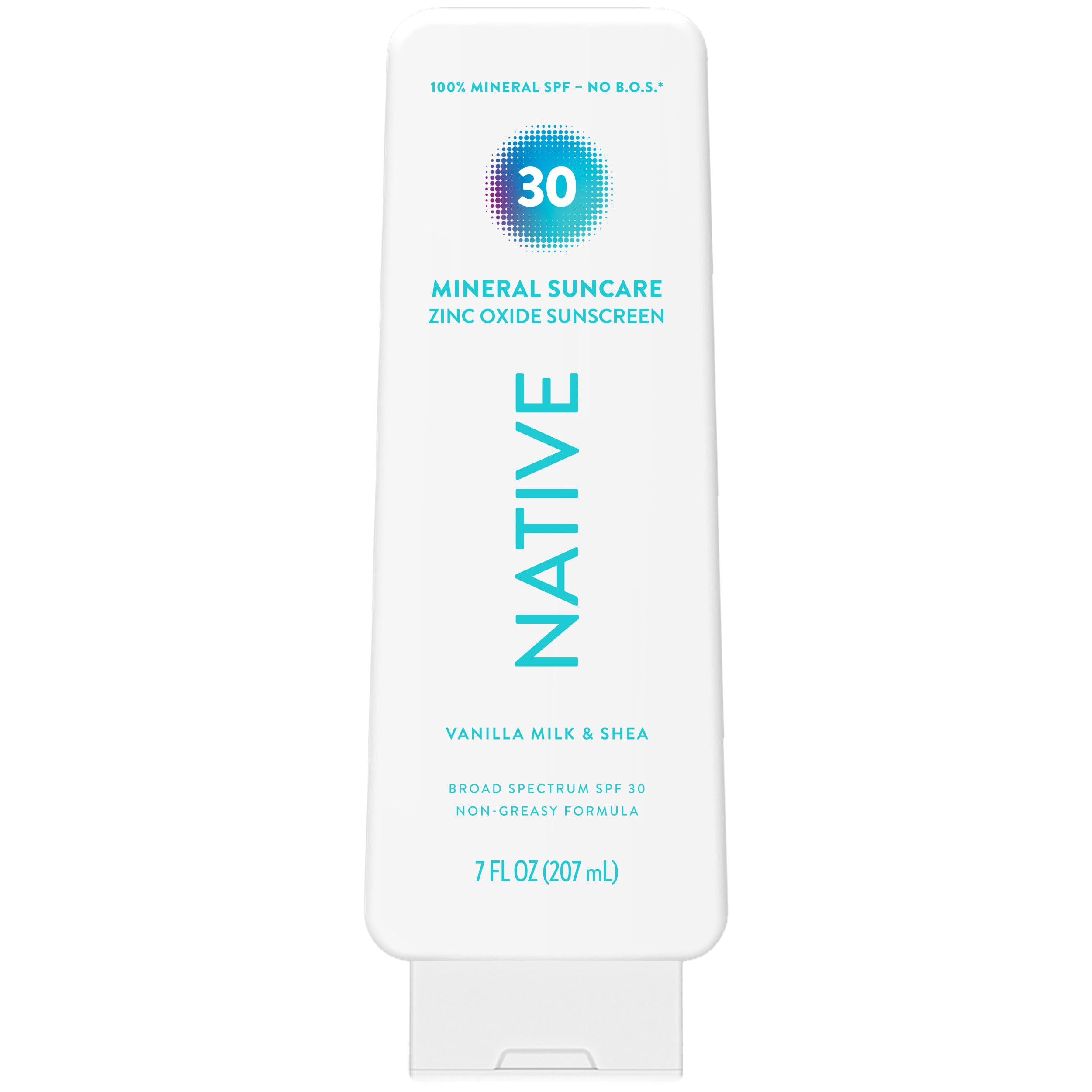 Native Sunscreen Lotion Vanilla Milk & Shea bottle for face and body, mineral SPF.