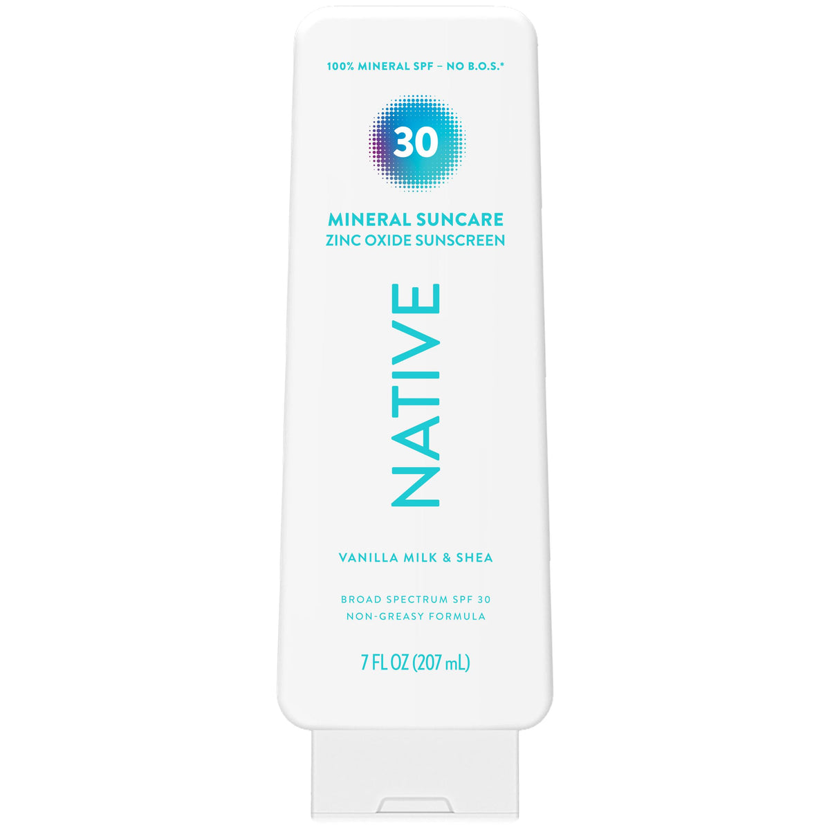 Native Sunscreen Lotion Vanilla Milk & Shea bottle for face and body, mineral SPF.