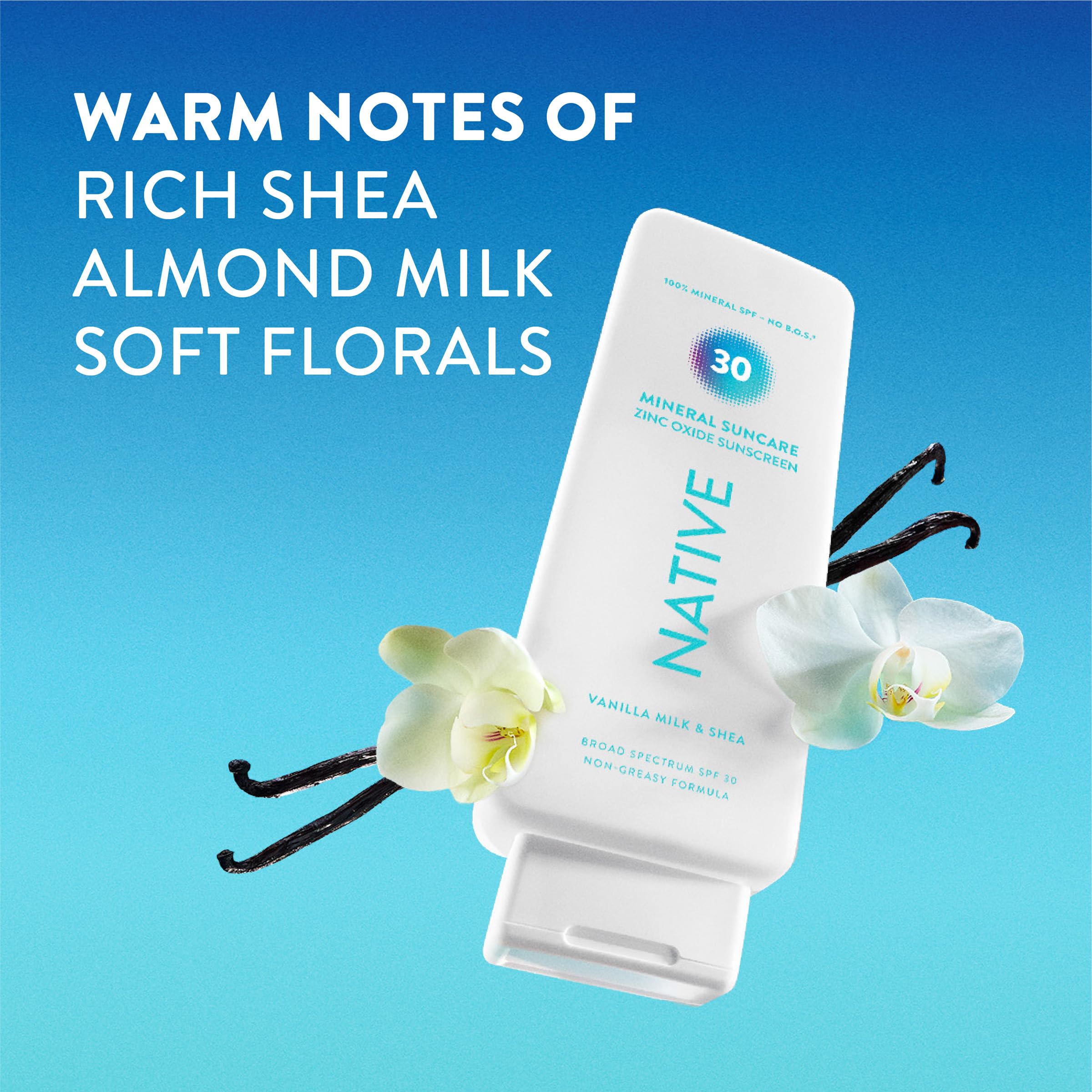 Native Sunscreen Lotion Vanilla Milk & Shea applying on face and body.