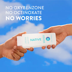 Native Sunscreen Lotion Vanilla Milk & Shea texture close-up showing creamy, sheer feel.