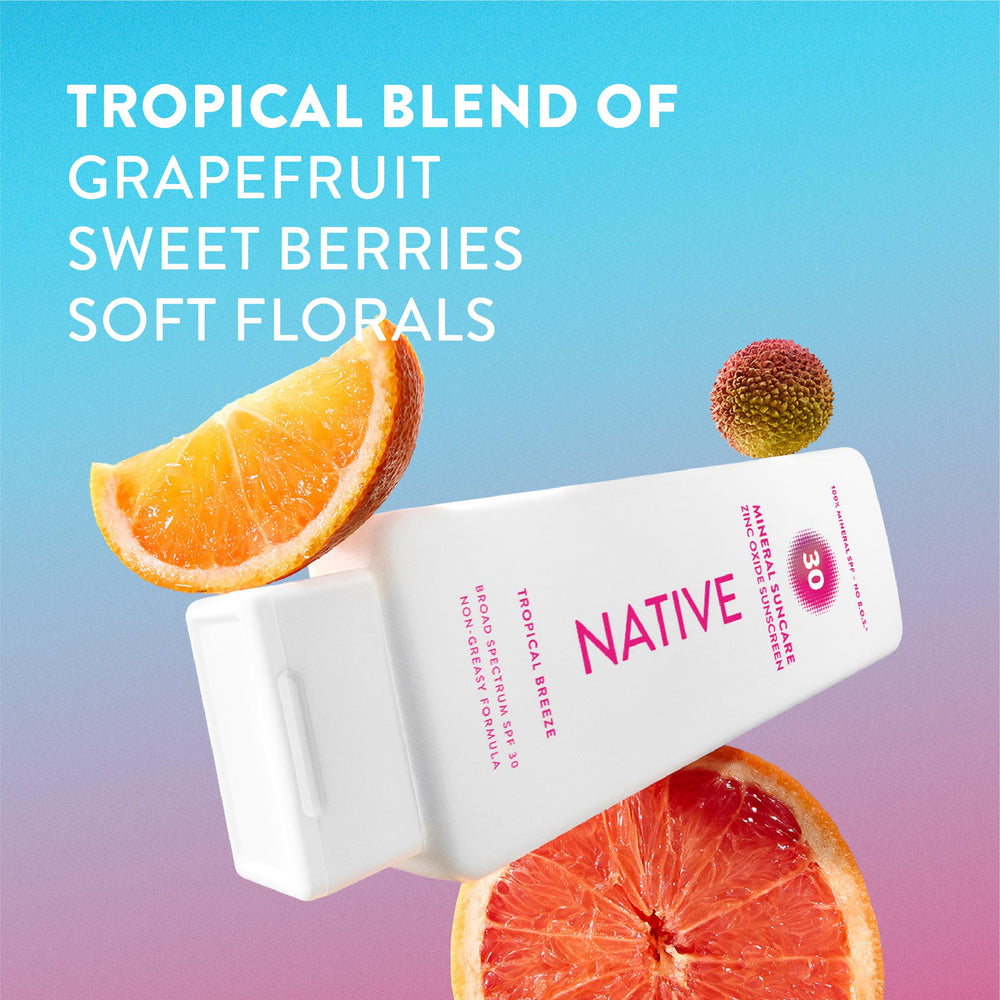 Native Sunscreen Lotion zinc-oxide 17 percent close-up providing mineral UV protection without chemicals
