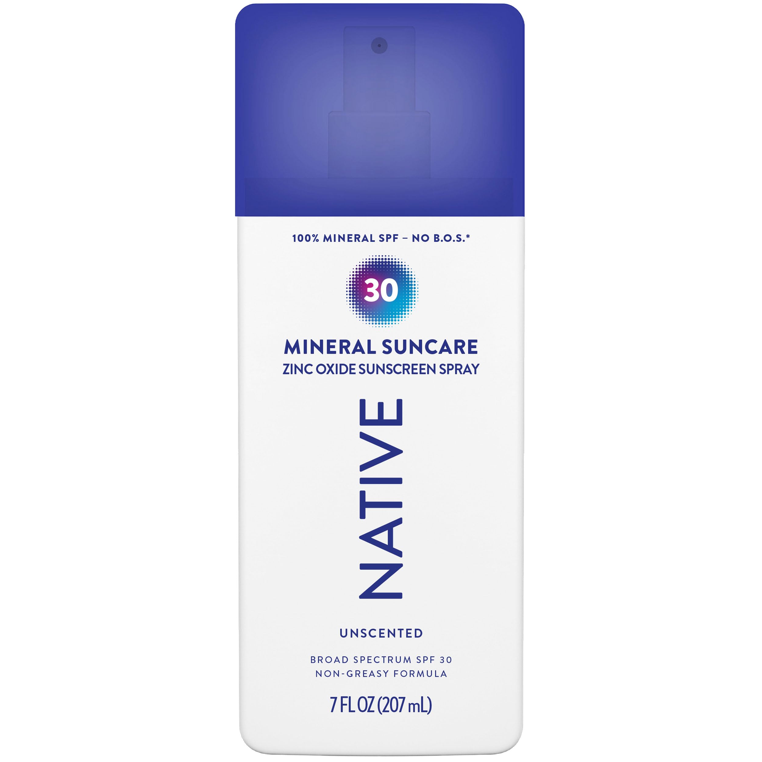 Native sunscreen pump spray bottle close-up for easy face and body protection