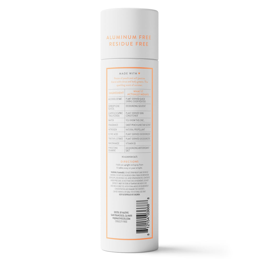Native Sweet Peach & Nectar travel-size packaging, 3.5 oz for on-the-go use.