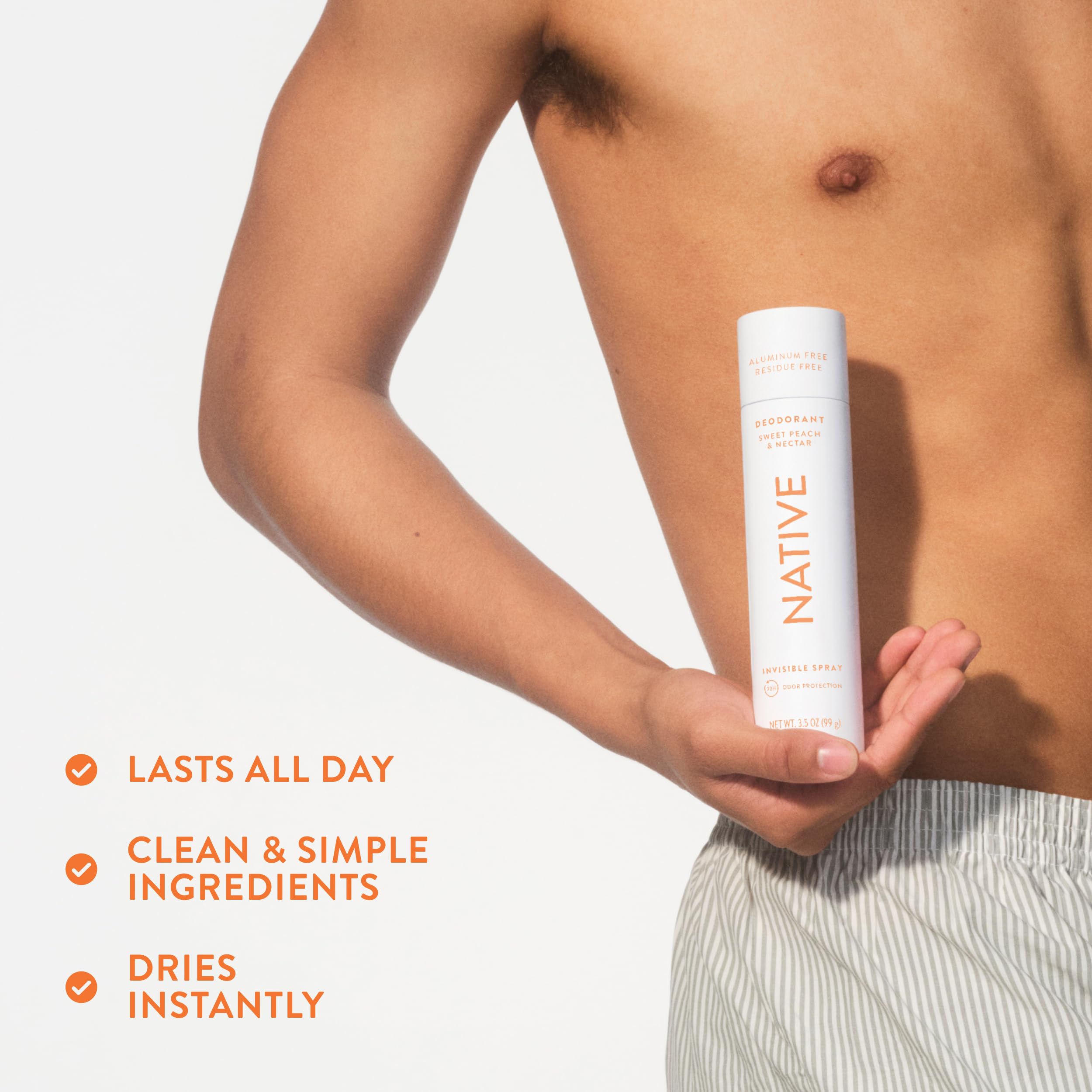 Native Sweet Peach & Nectar vitamin B3 panel emphasizes gentle skin care.