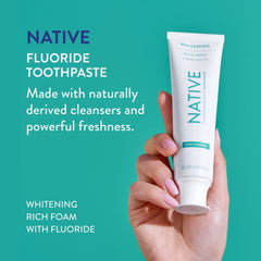 Native Wild Mint toothpaste foam captured during brushing for a rich, clean feel.