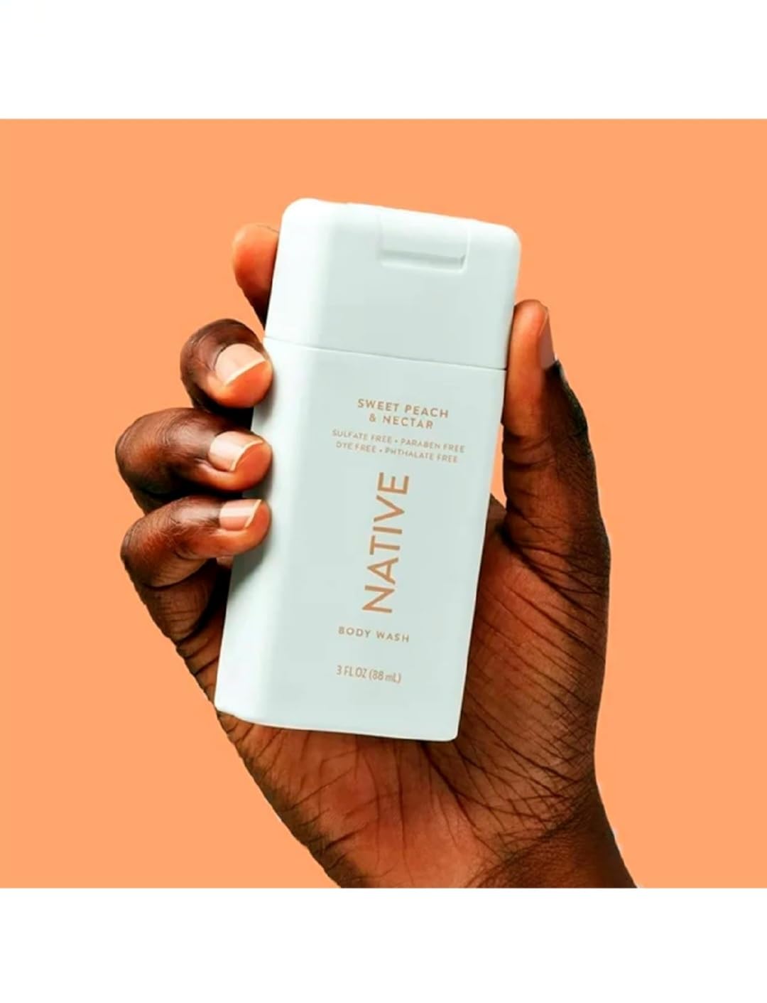 Native Travel Size Body Wash Sweet Peach & Nectar bottles showing creamy lather for everyday refreshment