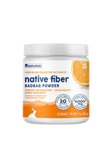 NativePath Baobab Prebiotic Fiber Powder tub on counter for daily support.