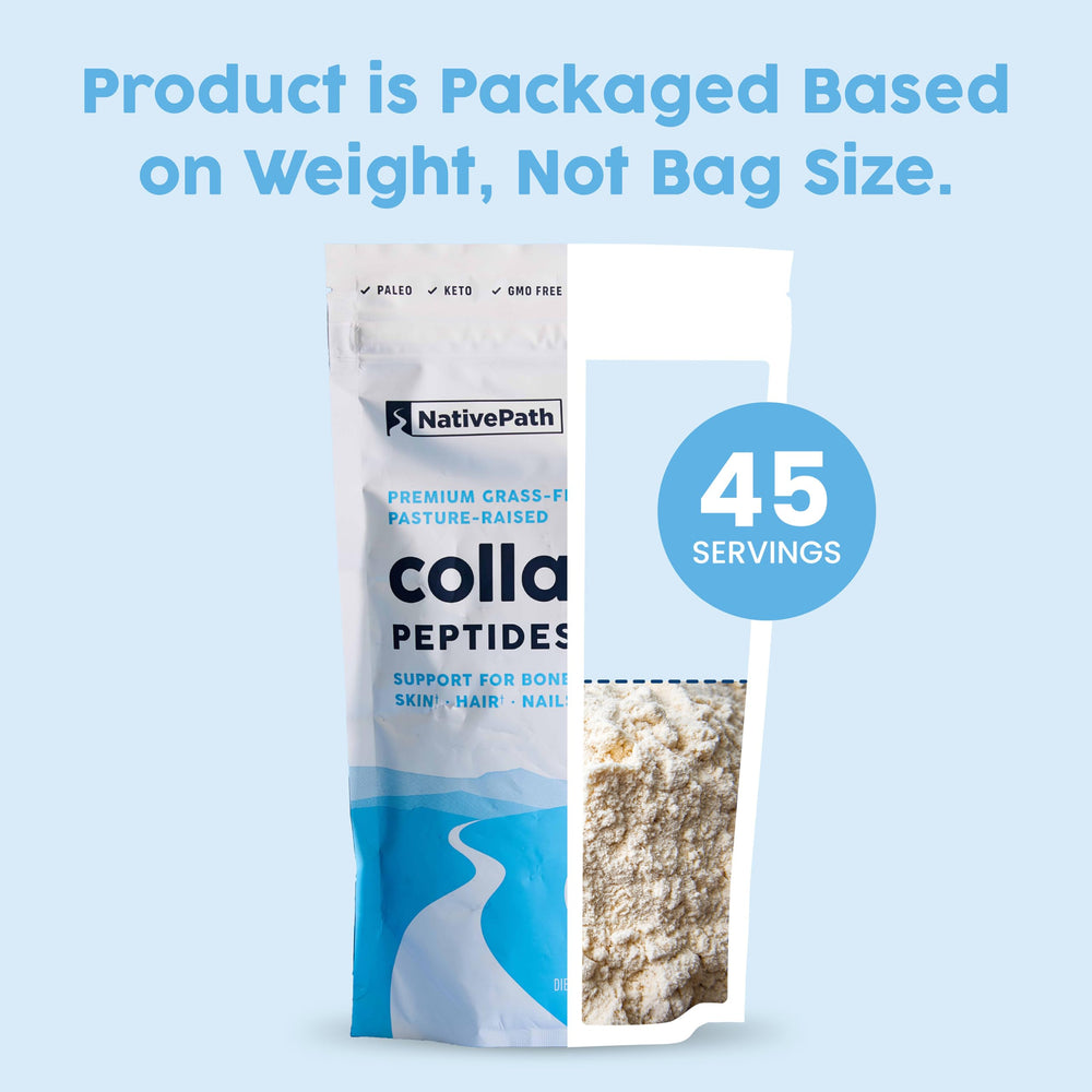 Packaging shot of NativePath Collagen Peptides emphasizes purity.