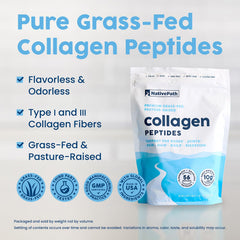 NativePath Collagen Peptides scoop dispensing powder for convenient mixing.