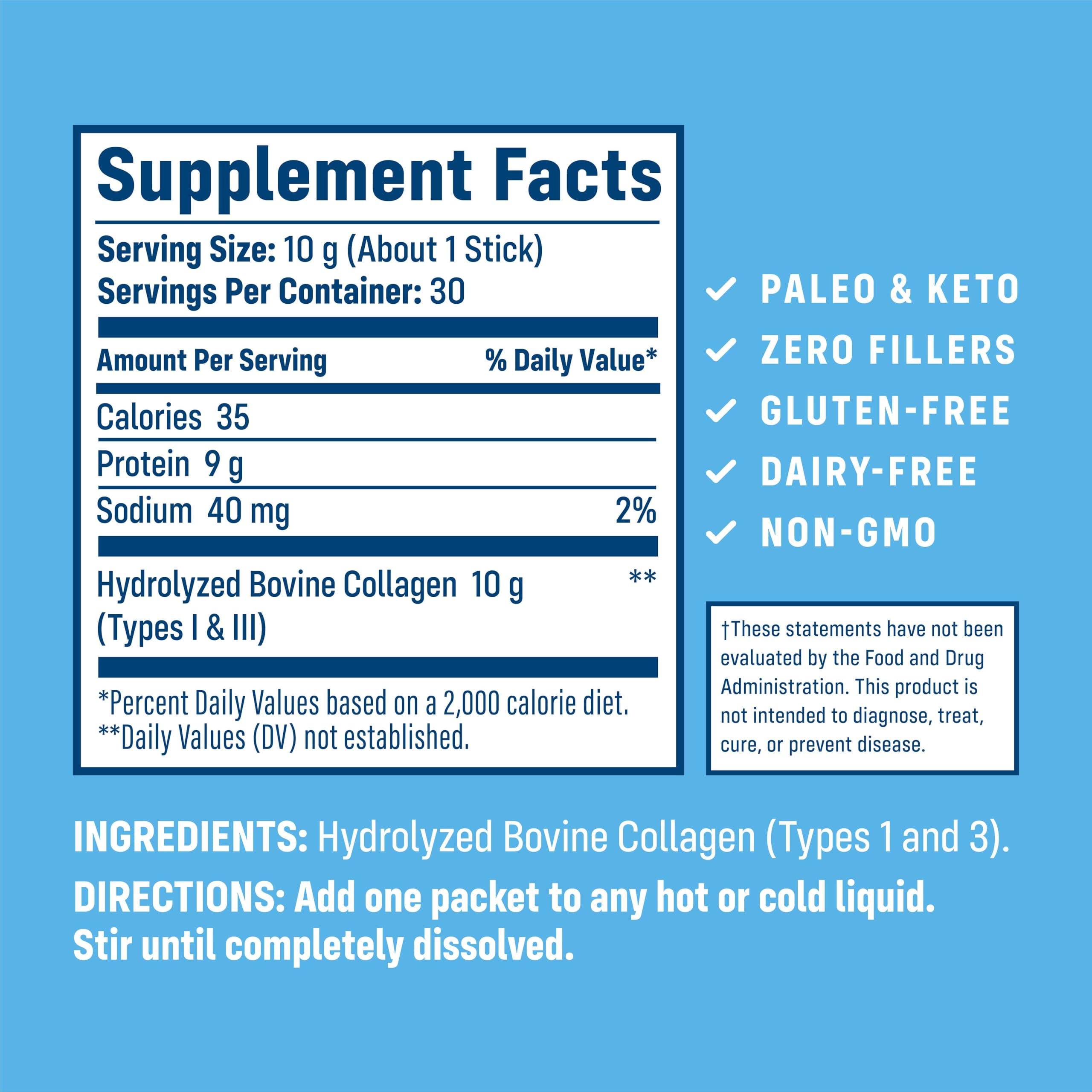 NativePath collagen sticks provide 10g per stick for easy daily use.