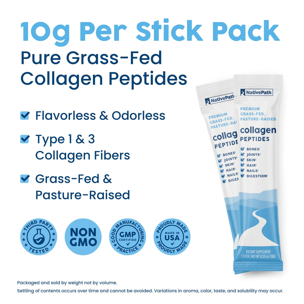 NativePath collagen sticks stirred into coffee for a flavorless boost.