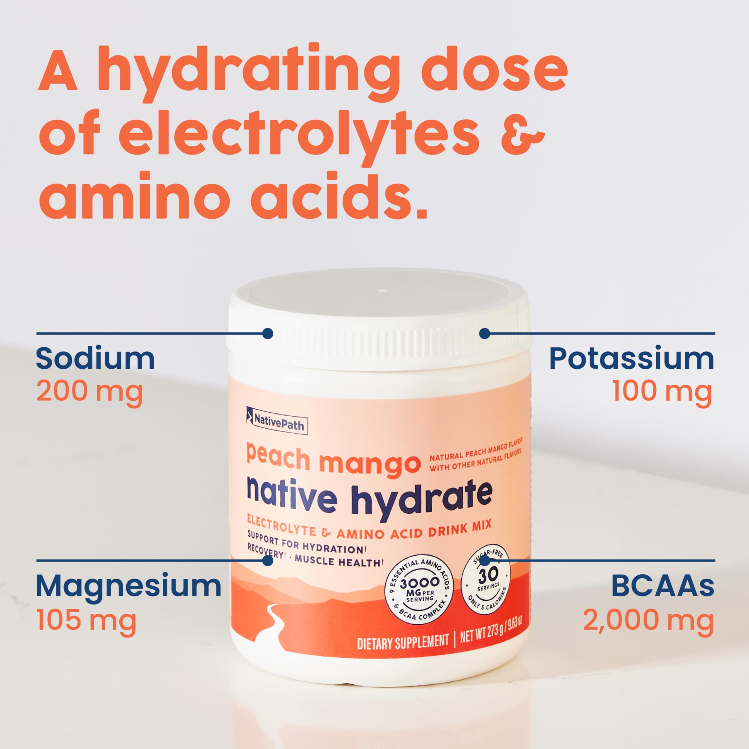 NativePath Hydrate 2,000 mg BCAAs scoop suggests post-workout recovery potential.