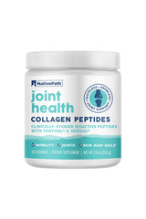 NativePath Joint Health Advanced Formula bottle label highlights trusted collagen support for daily mobility.
