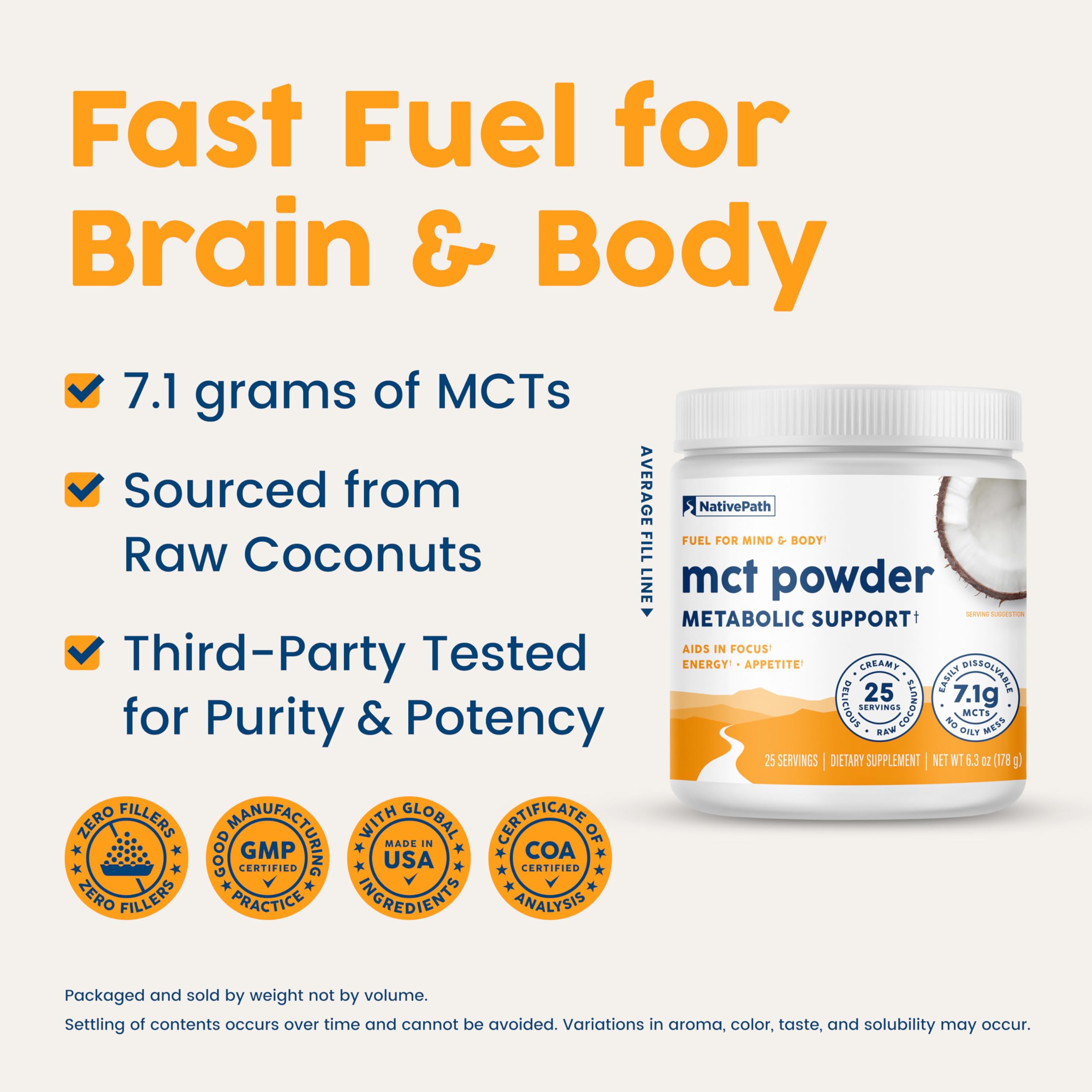 NativePath MCT Powder dissolving in coffee for a smooth boost.