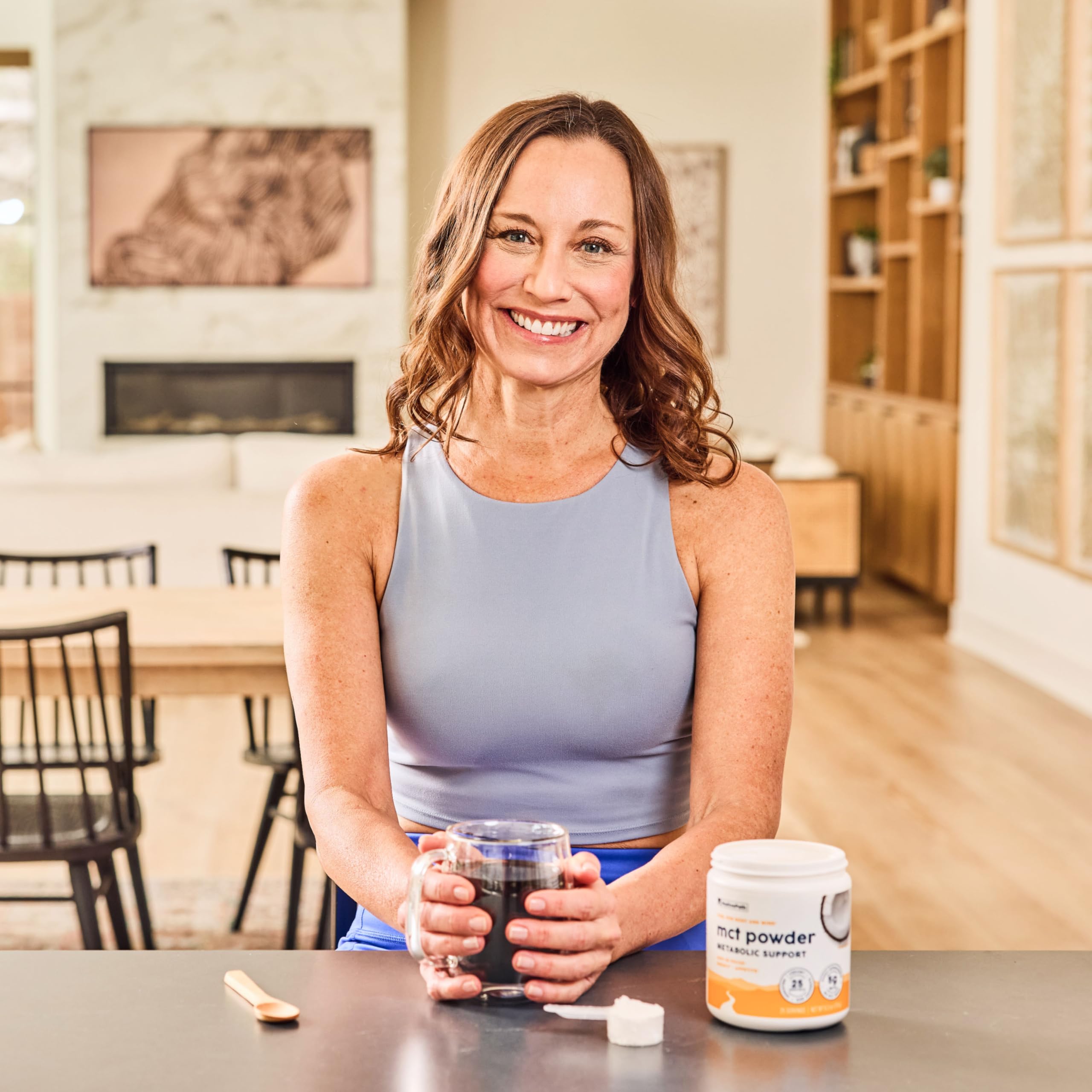 NativePath MCT Powder bottle in kitchen for keto routines.