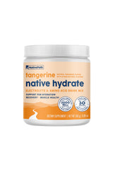 NativePath Native Hydrate Tangerine powder ready to mix for post-workout hydration.