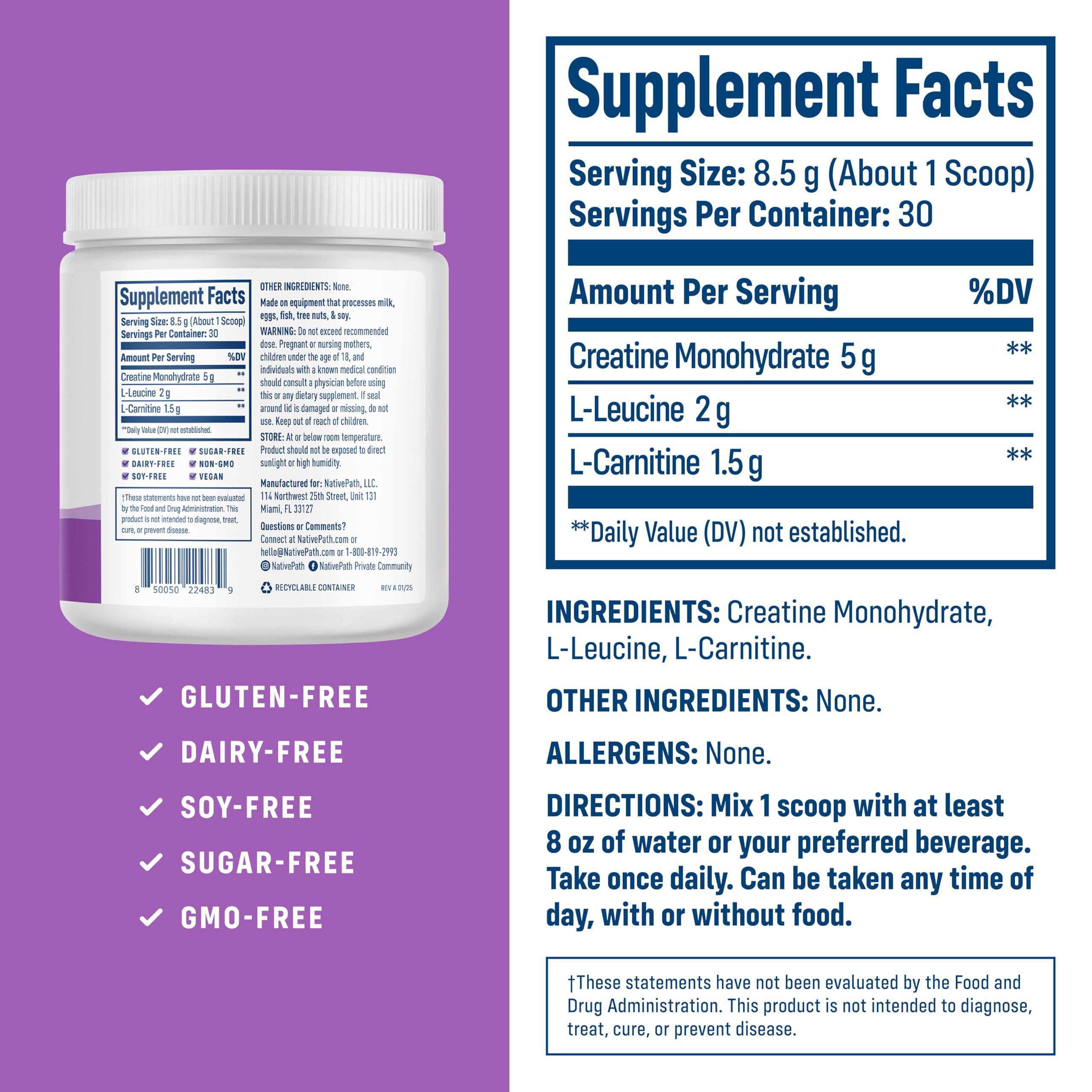 NativePath 3in1 formula scoop shows convenient all-in-one supplement during training.