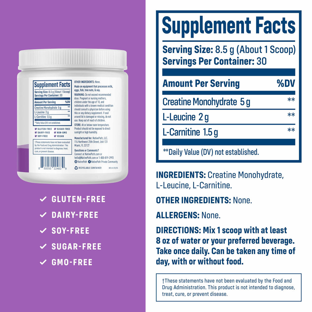 NativePath 3in1 formula scoop shows convenient all-in-one supplement during training.
