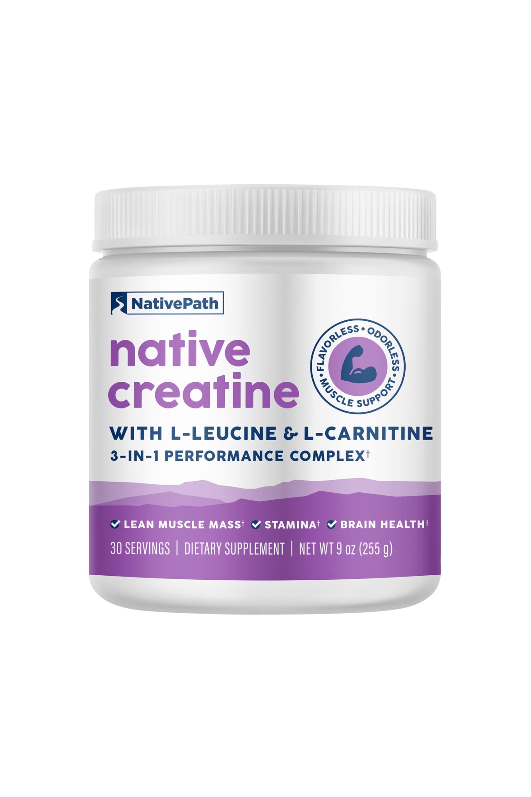 NativePath creatine monohydrate powder in a jar boosts workout muscle support.
