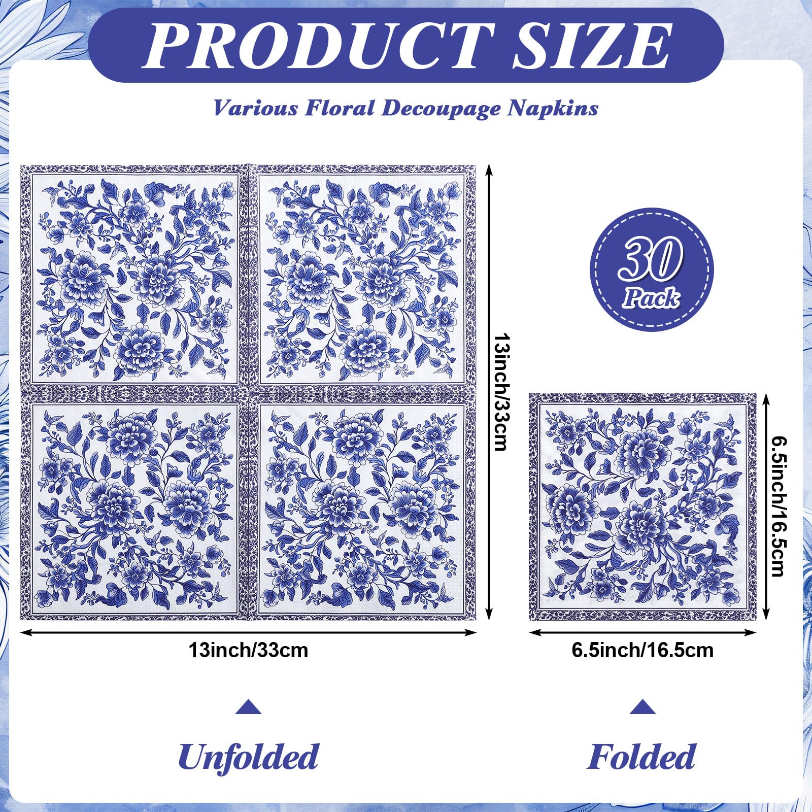 NatNarr blue white floral napkins collection close up for design inspiration